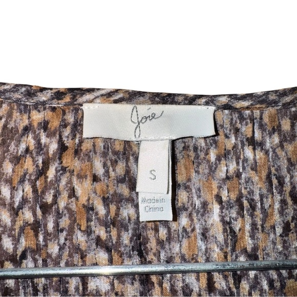 JOIE Brown Gold Dot Tassel Tribal Flowy Light Top Shirt 100% Silk Size Small - Picture 11 of 15